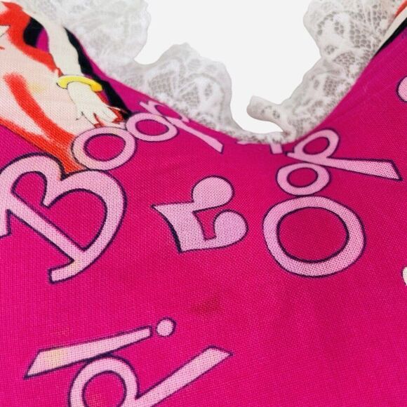 Vintage 1980s Betty Boop 15" Heart Pillow Pink Lace Handmade Doop Music Notes - Picture 10 of 14